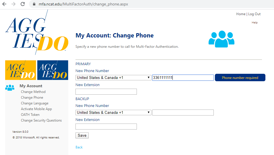 specify multi-factor authentication new phone number
